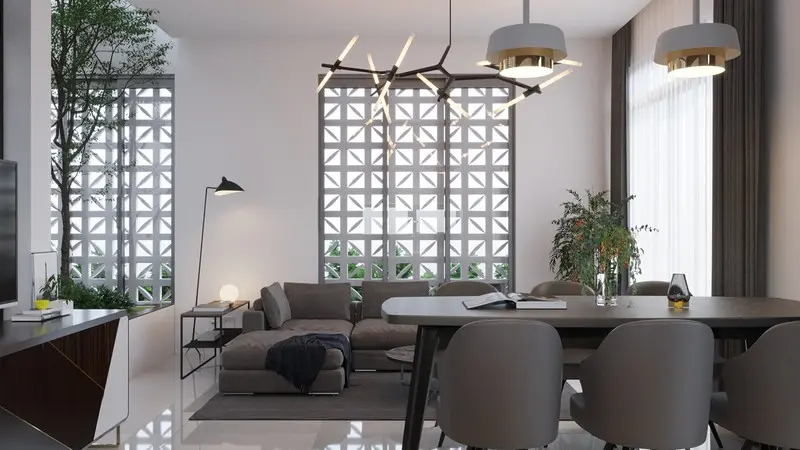 Điểm cộng thứ 2 của căn hộ nhỏ chính là tường làm bằng bông gió, cho phép ánh sáng và gió tự do di chuyển vào nhà.