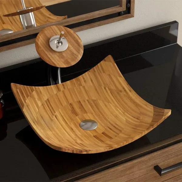 Bồn rửa phong cách, làm từ đá giả gỗ