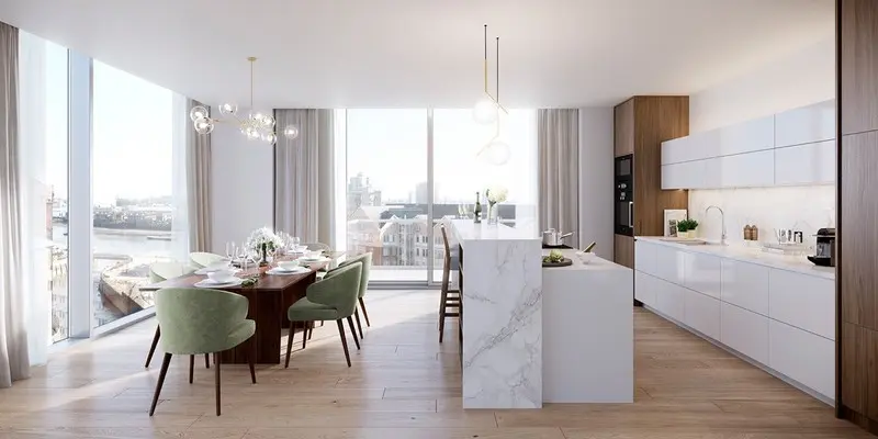 Bàn ăn gỗ đi kèm với ghế bọc nệm là lựa chọn phổ biến của khá nhiều gia đình hiện đại