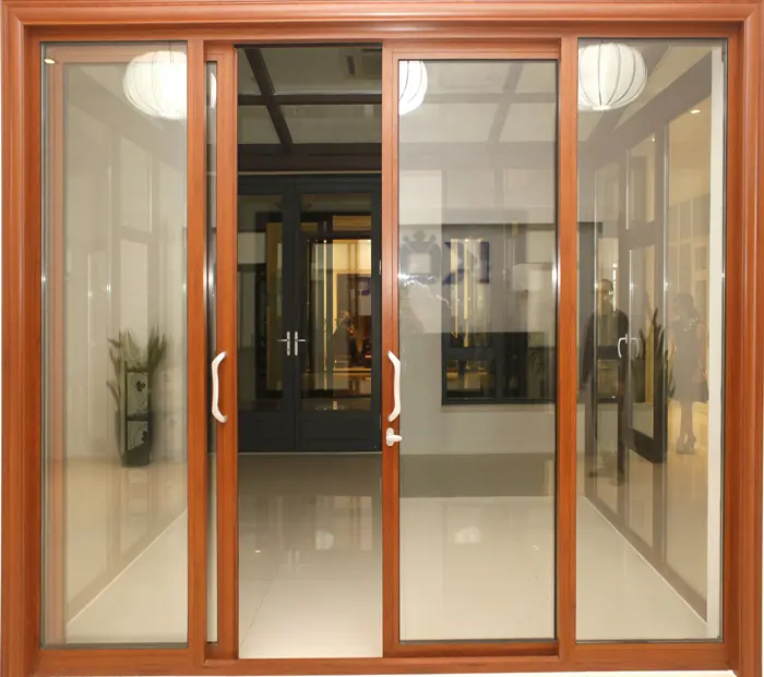 Mẫu cửa trượt nhựa giả gỗ lõi thép uPVC