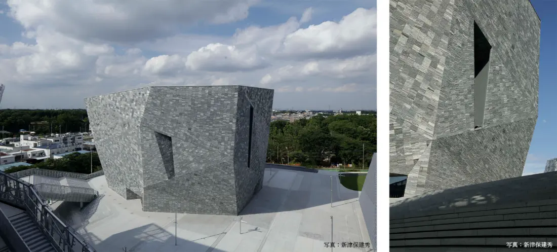 Bức tường mặt ngoài của bảo tàng Kadokawa Musashino được ốp khoảng 20.000 miếng đá granite nặng từ 50kg đến 70kg (tổng khối lượng là 1.200 tấn). Đá được cắt ra từ các ngọn núi ở tỉnh Sơn Đông, Trung Quốc, rồi vận chuyển đến Nhật Bản bằng tàu thủy.