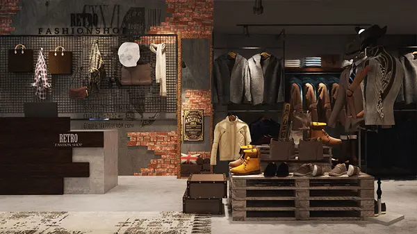 Một shop thời đậm chất nam tính và sang trọng nhờ cách bố trí nội thất khéo léo kết hợp cùng tường sơn giả bê tông.