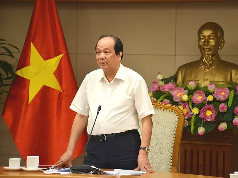 Bộ trưởng, Chủ nhiệm Văn phòng Chính phủ Mai Tiến Dũng phát biểu tại buổi làm việc. Ảnh: VGP