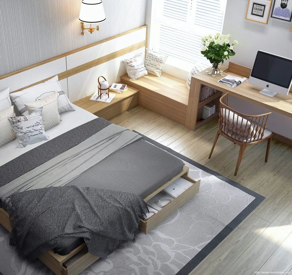 Hãy luôn nhớ quy tắc nhiều công năng cho một món đồ trong một căn phòng nhỏ. Chính vì vậy hãy chọn những chiếc giường có ngăn kéo - món đồ nội thất giúp lưu trữ tuyệt vời.