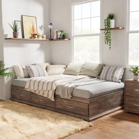 Nhà nhỏ thì sao, sắm ngay chiếc giường kiêm tủ quần áo này để vừa có giấc ngủ ngon, vừa tận dụng tối đa không gian lưu trữ (Nguồn: Pinterest)