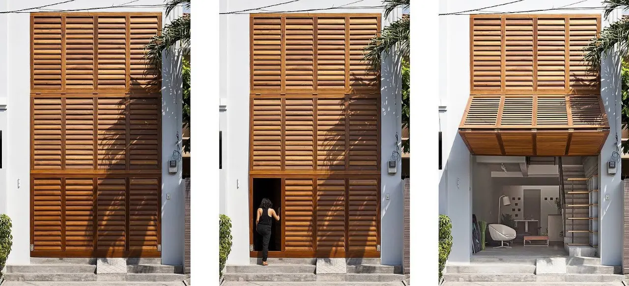 Mẫu cửa chớp gỗ ấn tượng với đa dạng hình thức mở cửa độc đáo