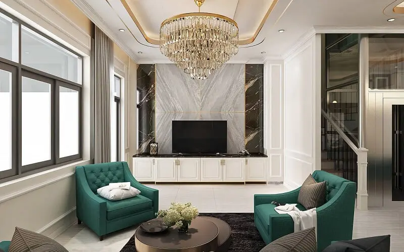 Phong cách nội thất bán cổ điển mang lại sự sang trọng cho phòng khách