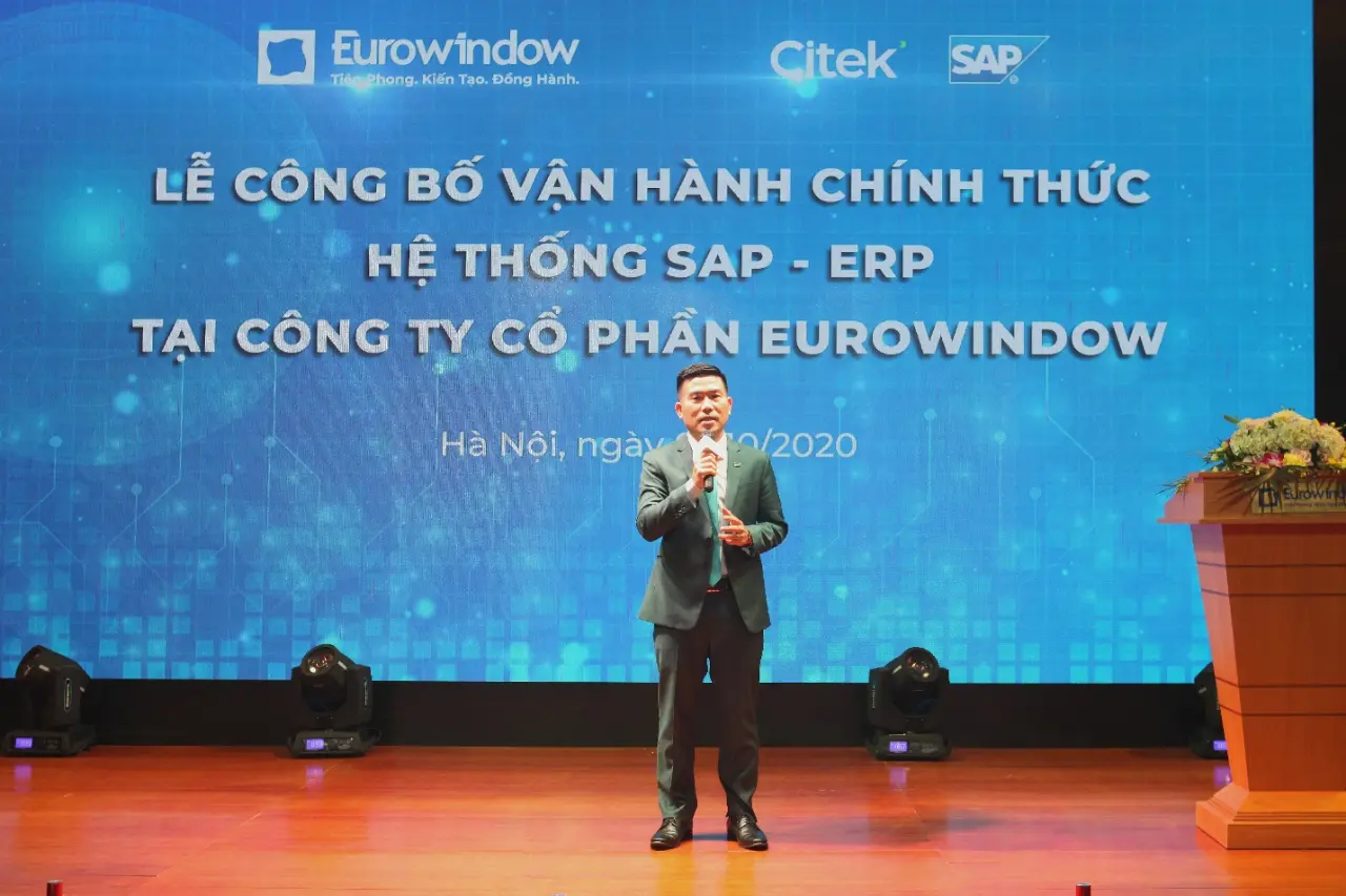 Ông Nguyễn Công Tẩn – TGĐ Công ty CP công nghệ Citek bày tỏ mong muốn Eurowindow tiếp tục hỗ trợ và đồng hành để vận hành thành công hệ thống SAP - ERP