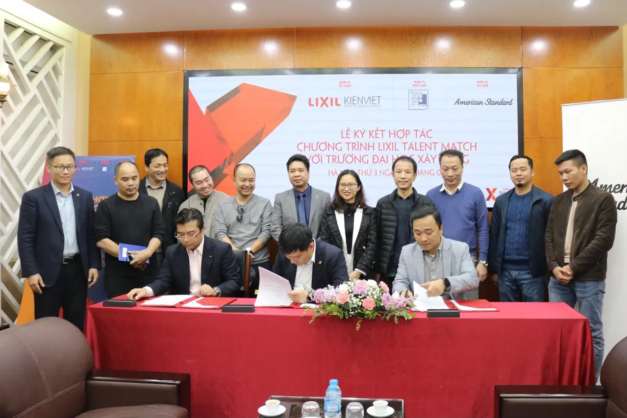 Lễ ký kết thoả thuận hợp tác giữa Trường Đại học Xây dựng – Công ty TNHH LIXIL Việt Nam, CTCP Thiết kế & Truyền thông Kiến Việt