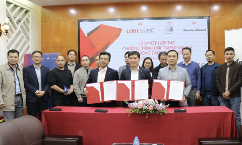 Lễ ký kết thỏa thuận hợp tác chương trình LIXIL Talent Match giữa Trường Đại học Xây dựng, Công ty TNHH LIXIL Việt Nam và Kiến Việt