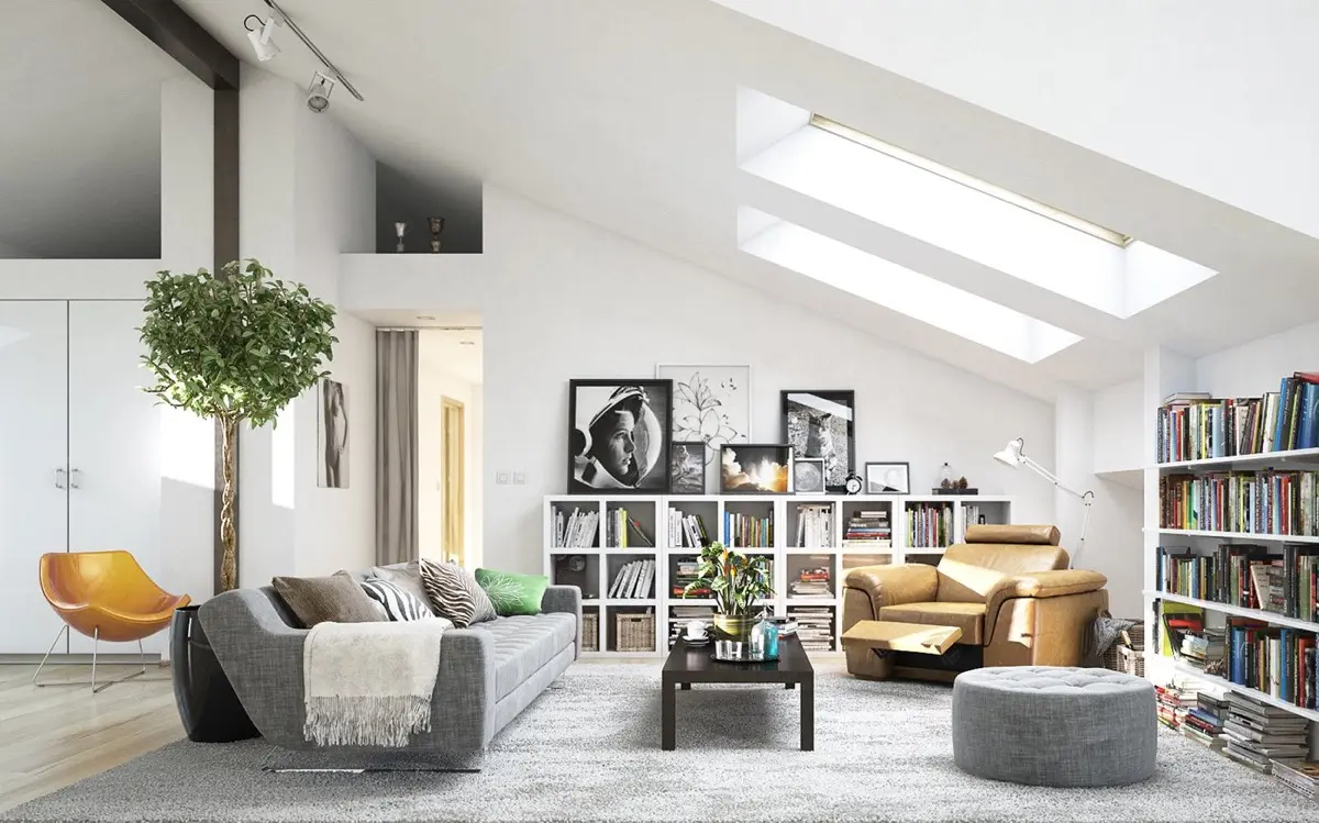Nếu bạn không có đủ tiền để mua một tủ sách đặt làm riêng thì có rất nhiều lựa chọn nổi hoặc tự do tuyệt vời như những chiếc IKEA này trang trí cho phòng khách Scandinavia