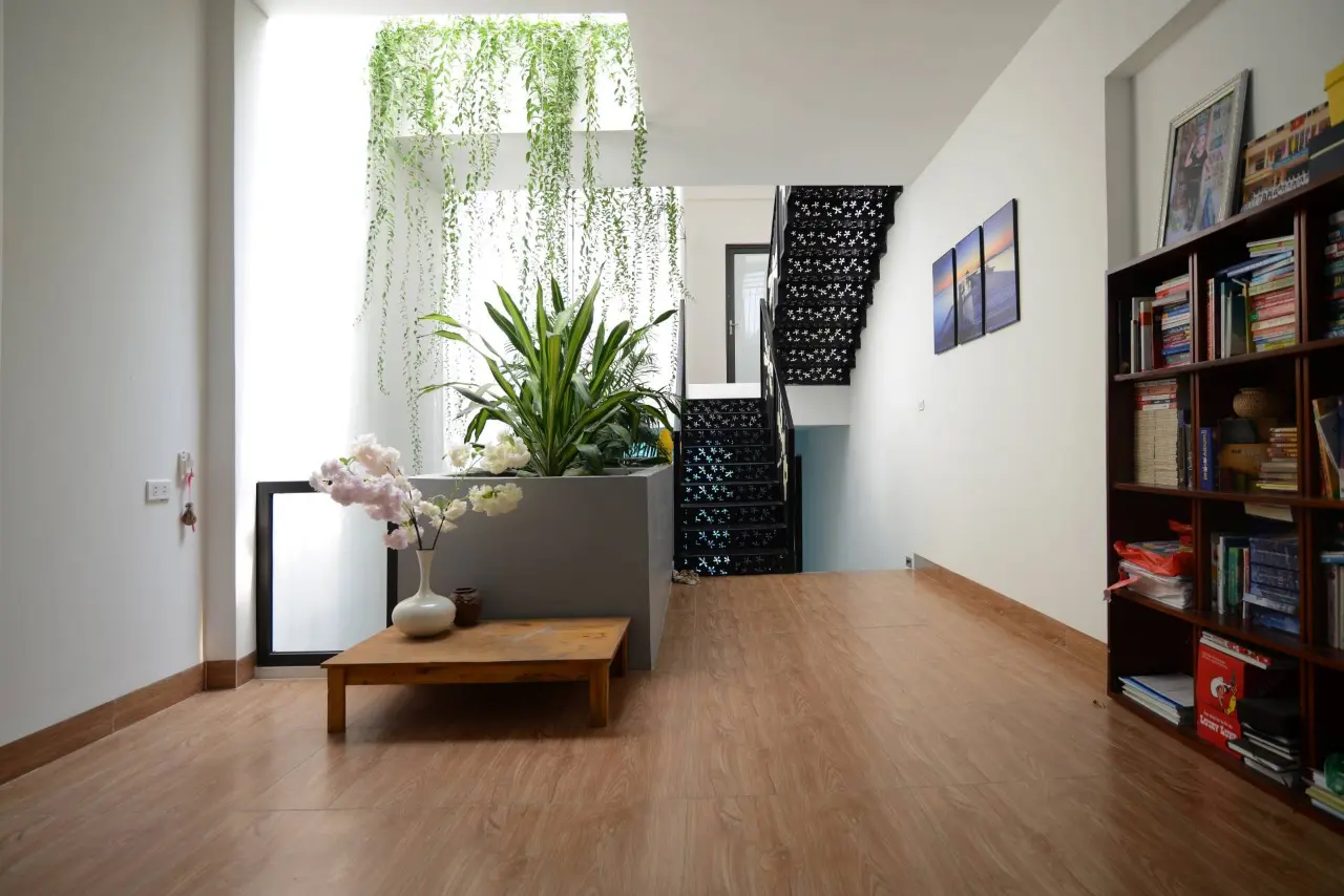 Cây xanh và ánh sáng được hiện diện rõ nét ở không gian sinh hoạt chung