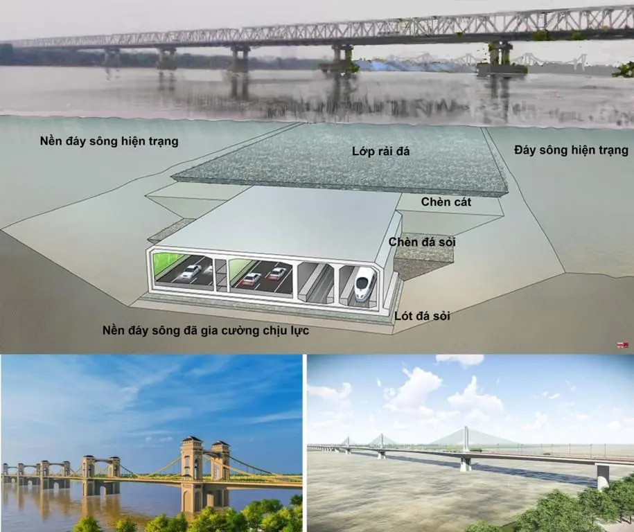 Cầu ngầm Trần Hưng Đạo (City Solution đề xuất) phù hợp Quy hoạch GTVT 2016, khắc phục nhược điểm của hai phương án do TEDI vẽ là cầu giả cổ: tĩnh không thấp/hạn chế đường thủy và cầu tân thời: cột cao/cản trở phễu bay hàng không