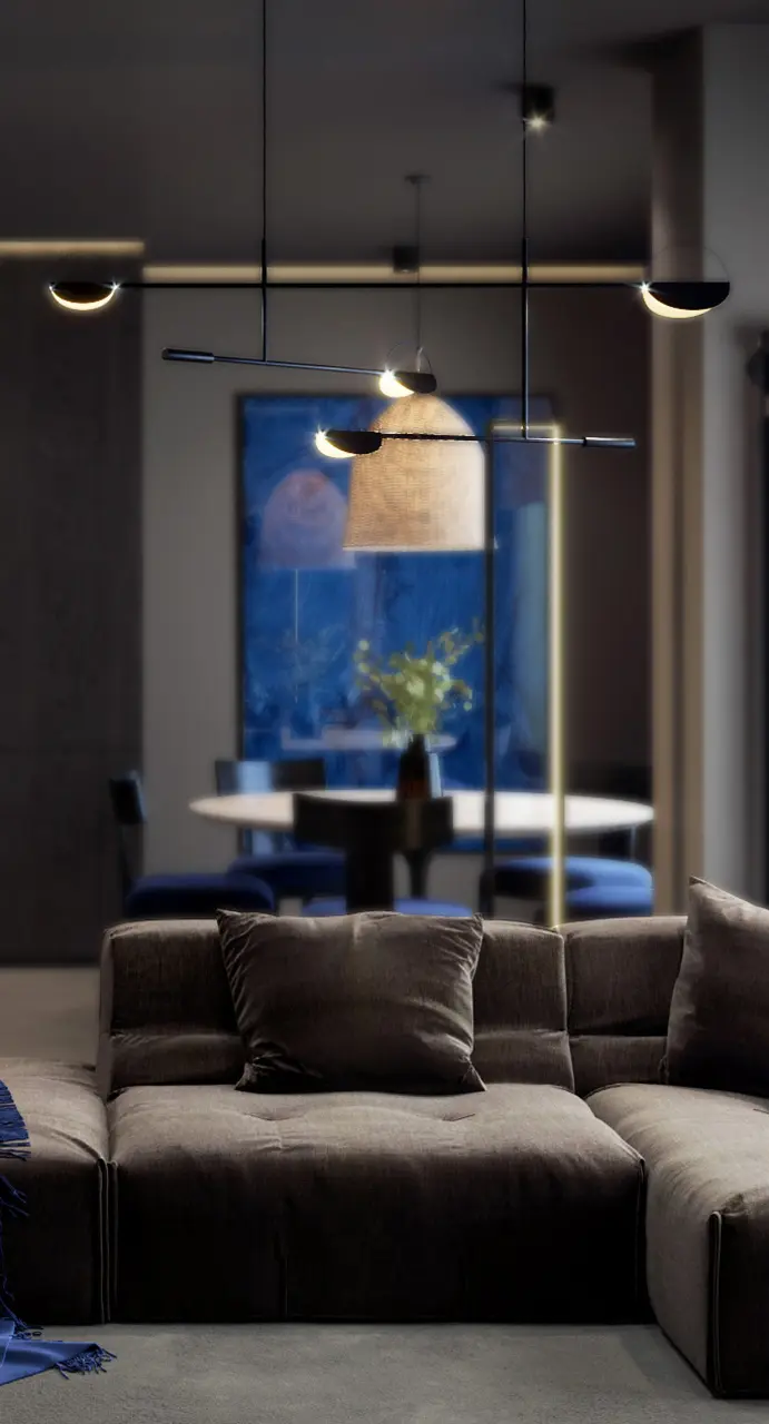 Những chiếc gối ném được phối hợp màu sắc tạo chiều sâu cho sự thoải mái trên ghế sofa hiện đại mà không phá vỡ tính thẩm mỹ kín đáo