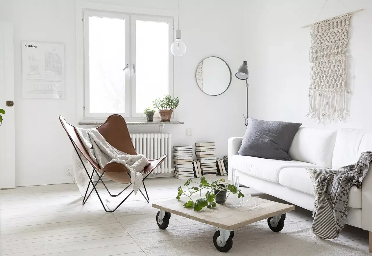  sự kết hợp giữa phong cách nhân quả của California kết hợp với phong cách trang trí lấy cảm hứng từ Scandinavia. Bảng màu nhạt mang đến cho không gian cảm giác yên bình và thư thái.