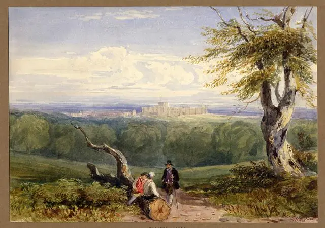 Tranh màu lâu đài Windsor Castle từ phía xa bởi tác giả David Cox Junior, 1834. (Ảnh: © Bảo tàng Trustees Anh Quốc [CC BY-NC-SA 4.0])