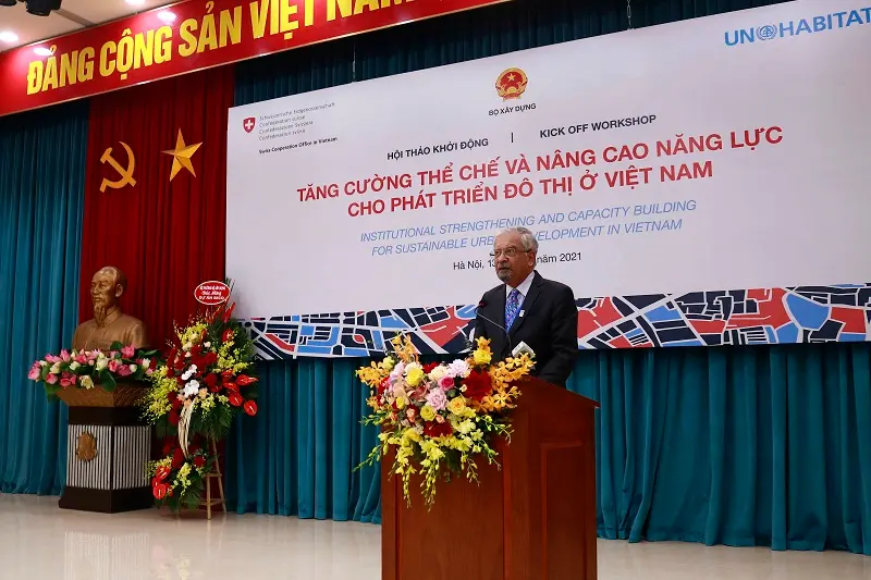 Điều phối viên Thường trú Liên Hợp Quốc tại Việt Nam Kamal Malholtra phát biểu tại hội thảo