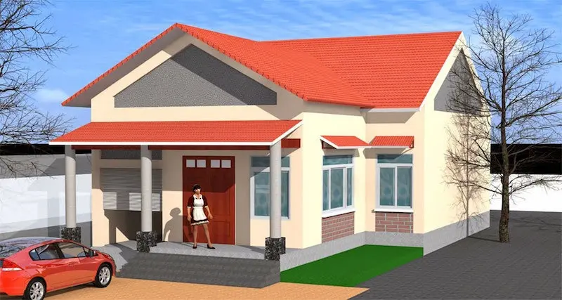 Mẫu nhà ống 1 tầng 3 phòng ngủ cho nhà đông người đang được ưa chuộng