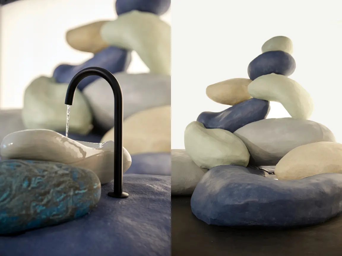 Kohler ra mắt dòng sản phẩm đặc biệt mang tên Stone Flow và Rock 01 được thiết kế bởi Daniel Arsham tại Design Miami 2021
