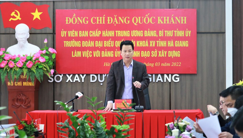 Bí thư tỉnh ủy Đặng Quốc Khánh làm việc với Đảng ủy Sở Xây dựng