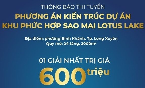 Mời thi tuyển thiết kế phương án ý tưởng Khu chung cư phức hợp Sao Mai Lotus Lake