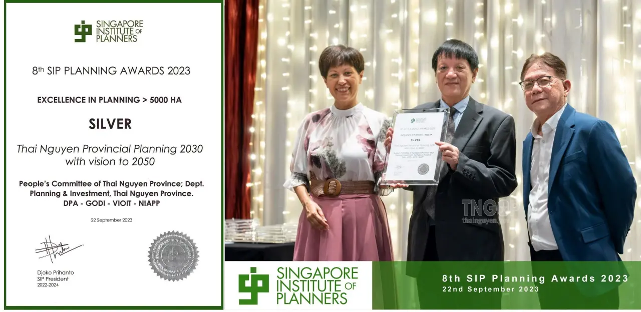 Giải thưởng quốc tế SIP Planning Awards 2023: Quy hoạch tỉnh Thái Nguyên đạt giải Bạc